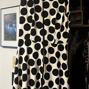 Dress Barn Black and White Polka Dot Asymmetrical Dress